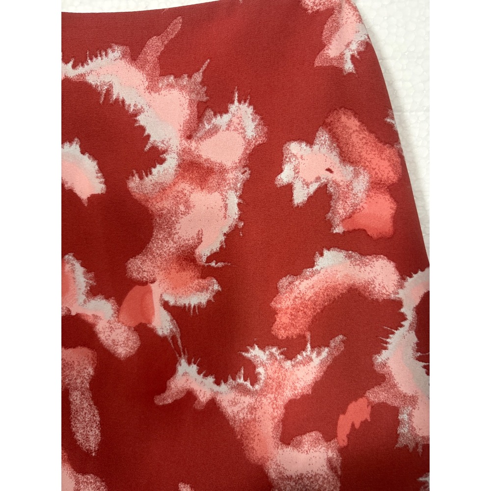Nine West Cami Top Women Size L Rust Abstract Print Pleated Hem Spaghetti Strap - Picture 3 of 8